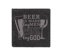 60 SECOND MAKEOVER Slate Coaster Beer Is Made By Men Wine By God Engraved Funny Gift Friend Present in Black 60 SECOND MAKEOVER Black