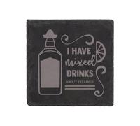 60 SECOND MAKEOVER Slate Coaster I Have Mixed Drinks About Emotions Engraved Funny Gift Friend Present in Black 60 SECOND MAKEOVER Black