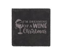 60 SECOND MAKEOVER Slate Coaster I'm Dreaming Of A Wine Christmas Funny Christmas Coaster Engraved Funny Gift Friend Present in Black 60 SECOND MAKEOVER Black