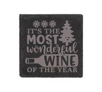 60 SECOND MAKEOVER Slate Coaster It's The Most Wonderful Wine Of The Year Christmas Funny Christmas Coaster Engraved Funny Gift Friend Present 60 SECOND MAKEOVER Black