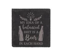 60 SECOND MAKEOVER Slate Coaster My Idea Of A Balanced Diet Is A Beer In Each Hand Engraved Funny Gift Friend Present in Black 60 SECOND MAKEOVER Black