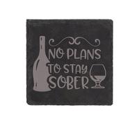 60 SECOND MAKEOVER Slate Coaster No Plans To Stay Sober Engraved Funny Gift Friend Present in Black 60 SECOND MAKEOVER Black