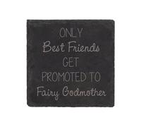 60 SECOND MAKEOVER Slate Coaster Only Best Friends Get Promoted To God Mother Engraved Novelty Gift Anniversary French Bulldog Fathers Day in Black 60 SECOND MAKEOVER Black