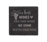 60 SECOND MAKEOVER Slate Coaster The Best Wines Are The Ones We Drink With Friends Engraved Funny Gift Friend Present in Black 60 SECOND MAKEOVER Black