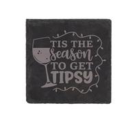 60 SECOND MAKEOVER Slate Coaster Tis The Season To Get Tipsy Christmas Coaster Engraved Funny Gift Friend Present in Black 60 SECOND MAKEOVER Black