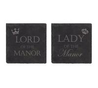 60 SECOND MAKEOVER Slate Coasters Lord & Lady Of The Manor Engraved Gift Couples Wedding Present in Black 60 SECOND MAKEOVER Black