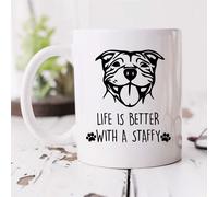60 Second Makeover Limited Staffy Mug Life is Better with A Staffy Pet Present Dog Lover Staffordshire Bull Terrier Mothers Day