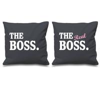60 SECOND MAKEOVER The Boss The Real Boss Grey Cushion Covers 16" x 16" Couples Cushions Valentines Anniversary Boyfriend | Size: 40 cm x 40 cm 60 SECOND MAKEOVER Grey 40 cm x 40 cm