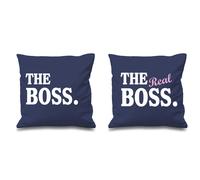 60 SECOND MAKEOVER The Boss The Real Boss Navy Cushion Covers 16" x 16" Couples Cushions Valentines Anniversary Boyfriend | Size: 40 cm x 40 cm 60 SECOND MAKEOVER Navy 40 cm x 40 cm
