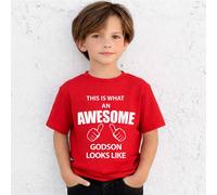 60 SECOND MAKEOVER This Is What An Awesome God Son Looks Like T-Shirt in Red | Size: 14-15 Years 60 SECOND MAKEOVER Red 14-15 Years