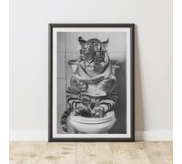 60 SECOND MAKEOVER Tiger On The Toilet Animal Print | Size: A4 60 SECOND MAKEOVER Multicolor A4