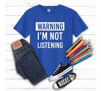 60 SECOND MAKEOVER Warning I'm Not Listening T-Shirt in Blue | Size: 18-24 m 60 SECOND MAKEOVER Blue 18-24 m