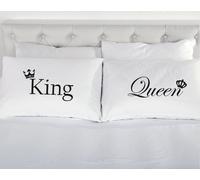 60 SECOND MAKEOVER White with Black King & Queen Crown Pillowcases 60 SECOND MAKEOVER White