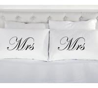 60 SECOND MAKEOVER White with Black Mrs & Mrs Pillowcases 60 SECOND MAKEOVER White