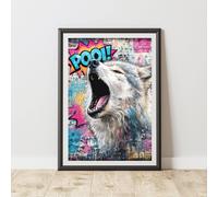 60 SECOND MAKEOVER Wolf Graffiti Print Urban Street Art Poster Junk Journal | Size: A4 60 SECOND MAKEOVER Multicolor A4