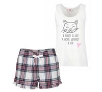 60 SECOND MAKEOVER Women's A House Is Not A Home Without A Cat Pyjama Set in Pink | Size: XS 60 SECOND MAKEOVER Pink XS