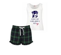 60 SECOND MAKEOVER Women's A House Is Not A Home Without A Rottie Tartan Short Pyjamas Set | Size: XS 60 SECOND MAKEOVER Multicolor XS