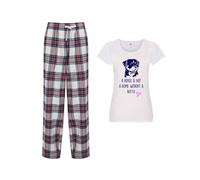 60 SECOND MAKEOVER Women's A House Is Not A Home Without A Rottie Tartan Trouser Pyjamas Set in Pink | Size: Medium 60 SECOND MAKEOVER Pink M