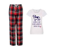 60 SECOND MAKEOVER Women's A House Is Not A Home Without A Sausage Dog Tartan Trouser Pyjamas Set in Red | Size: Medium 60 SECOND MAKEOVER Red M