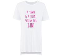 60 SECOND MAKEOVER Women's A Yawn Is A Silent Scream For Gin Nightie in White | Size: Medium 60 SECOND MAKEOVER White M