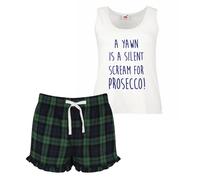 60 SECOND MAKEOVER Women's A Yawn Is A Silent Scream For Prosecco Pyjama Set in Green | Size: Small 60 SECOND MAKEOVER Green S