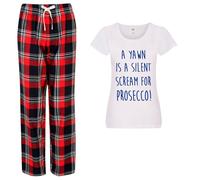 60 SECOND MAKEOVER Women's A Yawn Is A Silent Scream for Prosecco Pyjama Set in Red | Size: Large 60 SECOND MAKEOVER Red L