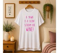 60 SECOND MAKEOVER Women's A Yawn Is A Silent Scream For Wine Nightie in White | Size: XS 60 SECOND MAKEOVER White XS