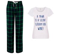 60 SECOND MAKEOVER Women's A Yawn Is A Silent Scream for Wine Pyjama Set in Green | Size: Medium 60 SECOND MAKEOVER Green M