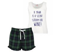 60 SECOND MAKEOVER Women's A Yawn Is A Silent Scream for Wine Pyjama Set in Green | Size: Medium 60 SECOND MAKEOVER Green M