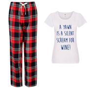 60 SECOND MAKEOVER Women's A Yawn Is A Silent Scream for Wine Pyjama Set in Red | Size: Small 60 SECOND MAKEOVER Red S