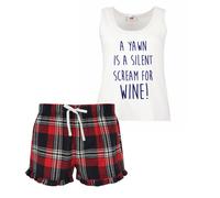 60 SECOND MAKEOVER Women's A Yawn Is A Silent Scream for Wine Pyjama Set in Red | Size: XS 60 SECOND MAKEOVER Red XS