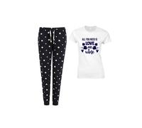 60 SECOND MAKEOVER Women's All You Need Is Love & Wine Navy Star Trouser Pyjamas Set | Size: Large 60 SECOND MAKEOVER Multicolor L