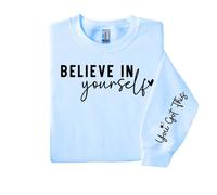 60 SECOND MAKEOVER Women's Believe In Yourself You've Got This Sweater in Baby Blue | Size: 2XL 60 SECOND MAKEOVER Baby Blue 2XL