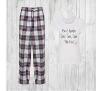60 SECOND MAKEOVER Women's Best Auntie Ever Ever The End Pyjamas Trouser Bottoms Pyjama Family Matching in Pink | Size: Medium 60 SECOND MAKEOVER Pink M
