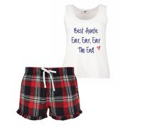 60 SECOND MAKEOVER Women's Best Auntie Ever Ever The End Pyjamas Trouser Bottoms Pyjama Family Matching in Red | Size: Medium 60 SECOND MAKEOVER Red M