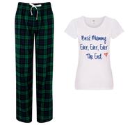60 SECOND MAKEOVER Women's Best Mummy Ever Ever The End Pyjamas Tartan Trouser Bottoms Pyjama Family Matching in Green | Size: Medium 60 SECOND MAKEOVER Green M