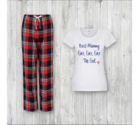 60 SECOND MAKEOVER Women's Best Mummy Ever Ever The End Pyjamas Trouser Bottoms Pyjama Family Matching in Red | Size: XS 60 SECOND MAKEOVER Red XS