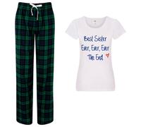 60 SECOND MAKEOVER Women's Best Sister Ever Ever The End Pyjama Set in Green | Size: Large 60 SECOND MAKEOVER Green L