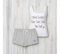 60 SECOND MAKEOVER Women's Best Sister Ever Ever The End Pyjama Set in Grey | Size: XL 60 SECOND MAKEOVER Grey XL