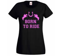 60 SECOND MAKEOVER Women's Born to Ride Horse T-Shirt in Black | Size: Medium 60 SECOND MAKEOVER Black M