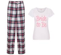 60 Second Makeover Limited Bride To Be Pyjamas Ladies Tartan Trouser Bottoms Pyjama Wedding Hen Party Size - S Pink