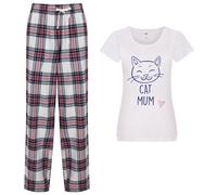 60 SECOND MAKEOVER Women's Cat Mum Pyjamas Tartan Trouser Bottoms Pyjama in Pink | Size: Medium 60 SECOND MAKEOVER Pink M