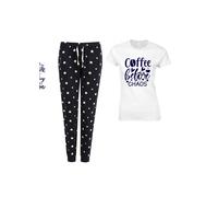 60 SECOND MAKEOVER Women's Coffee Before Chaos Navy Star Trouser Pyjamas Set | Size: Medium 60 SECOND MAKEOVER Navy M