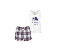 60 SECOND MAKEOVER Women's Dachshund Unconditional Love Tartan Short Pyjamas Set in Pink | Size: XL 60 SECOND MAKEOVER Pink XL
