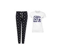 60 SECOND MAKEOVER Women's Dear Coffee I Need You Navy Star Trouser Pyjamas Set | Size: Medium 60 SECOND MAKEOVER Navy M