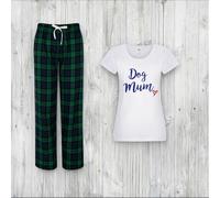 60 Second Makeover Limited Dog Mum Pyjamas For Women Dog Gifts For Women Pjs Ladies Trouser Pyjamas Sets Green Tartan Pet Pajamas Clothes Present Small