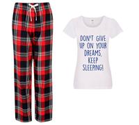 60 SECOND MAKEOVER Women's Don't Give Up On Your Dreams Keep Sleeping Pyjama Set in Red | Size: Medium 60 SECOND MAKEOVER Red M