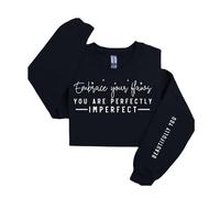 60 SECOND MAKEOVER Women's Embrace Your Flaws You Are Imperfectly Perfect Beautiful You Sweater in Black | Size: XL 60 SECOND MAKEOVER Black XL
