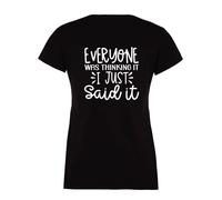 60 SECOND MAKEOVER Women's Everyone Was Thinking It I Just Said It T-Shirt in Black | Size: Medium 60 SECOND MAKEOVER Black M