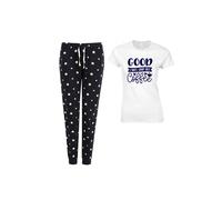60 SECOND MAKEOVER Women's Good Vibes & Hot Coffee Navy Star Trouser Pyjamas Set | Size: Medium 60 SECOND MAKEOVER Navy M